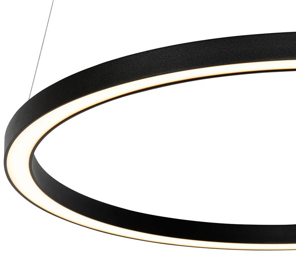 Lampă suspendată neagră 60 cm cu LED inclus, reglabil în 3 trepte - Girello