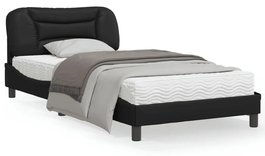 3213913 vidaXL Cadru de pat cu lumini LED, negru, 100x200 cm, piele ecologică