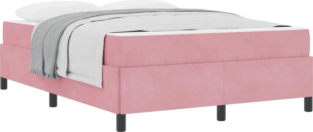vidaXL Cadru de pat cu saltea Roz 140 x 190 cm țesătură
