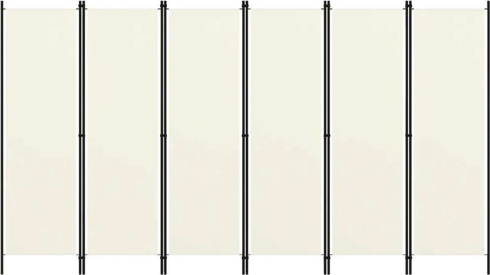 Paravan camera cu 6 panouri, alb crem, 300 x 180 cm