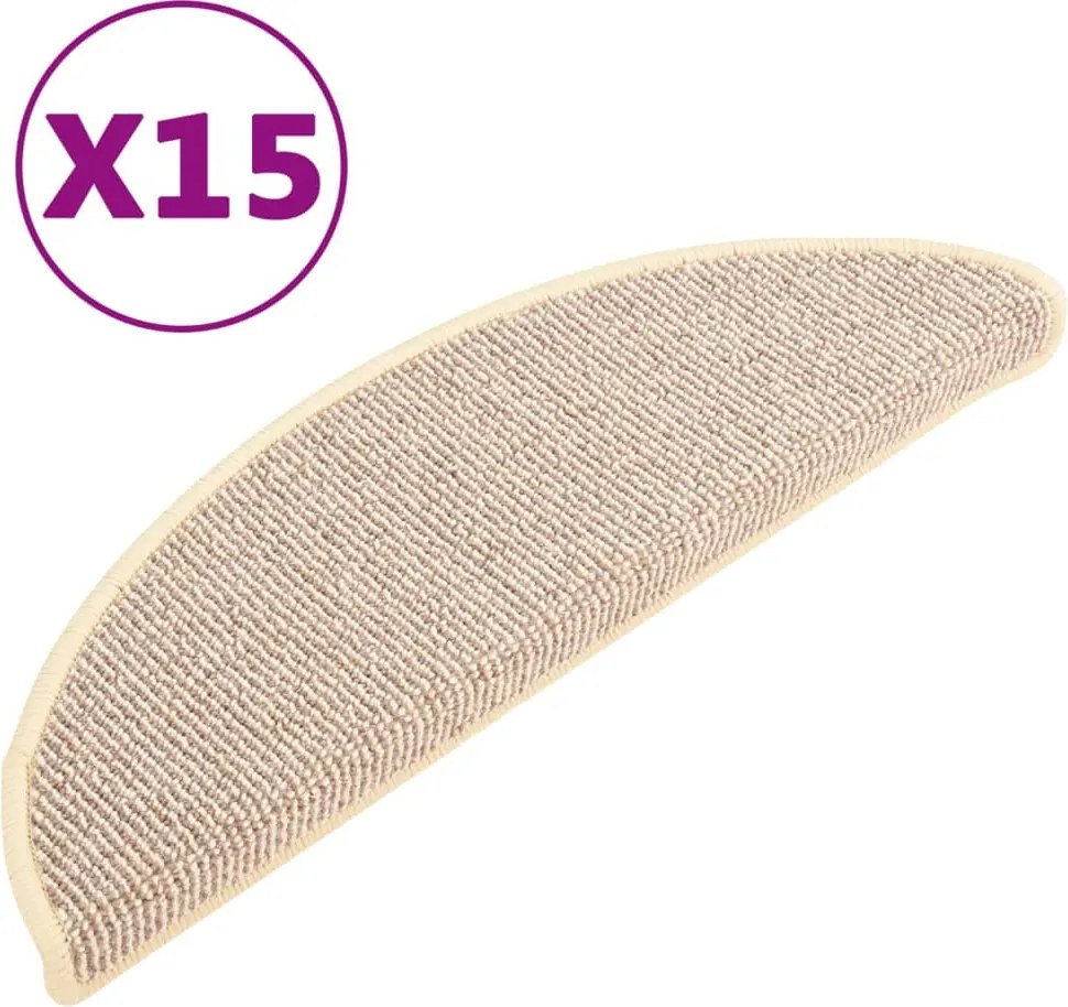 vidaXL Covorașe pentru scări, 15 buc., 56x17x3 cm, alb și maro, semirotunde
