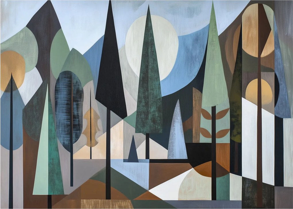 Tablou pe sticlă - Abstracție geometrică naturală II. (70x50 cm)