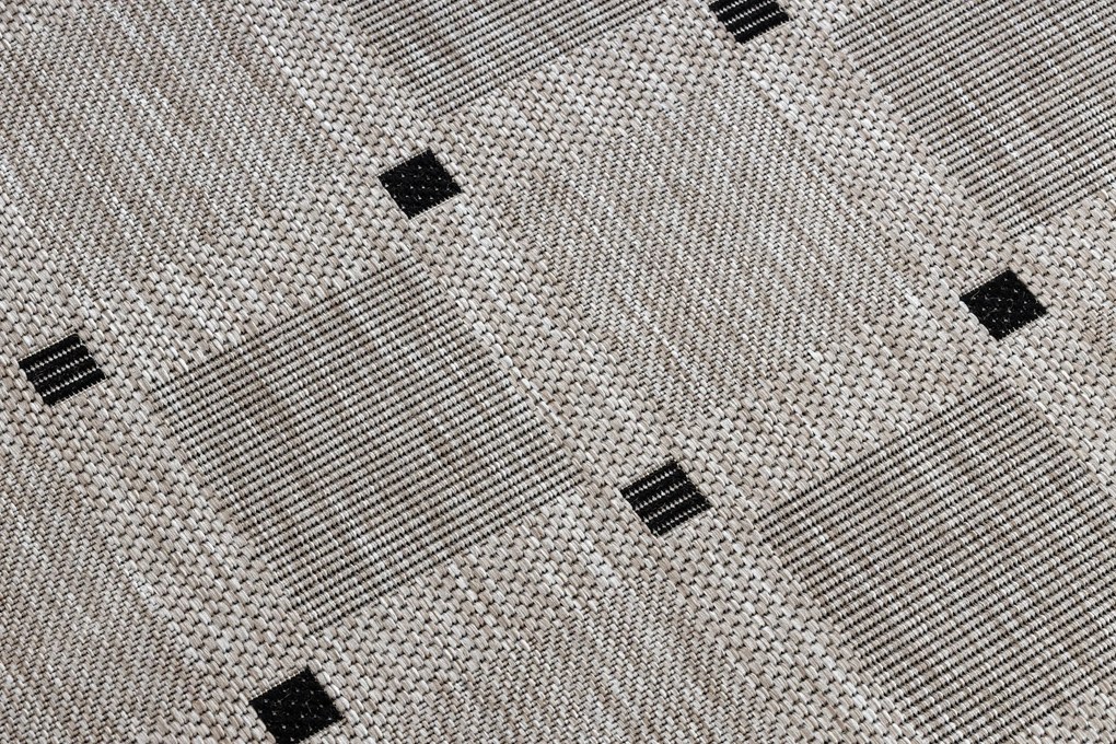 Covor sisal Floorlux 20079 Pătrat argintiu si negru - SECUNDAR-COTATI PRODUSUL