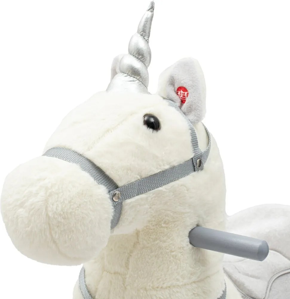 Baby Mix Jucărie balansoar cu melodie și roți Unicorn alb, 64 x 35 x 60 cm