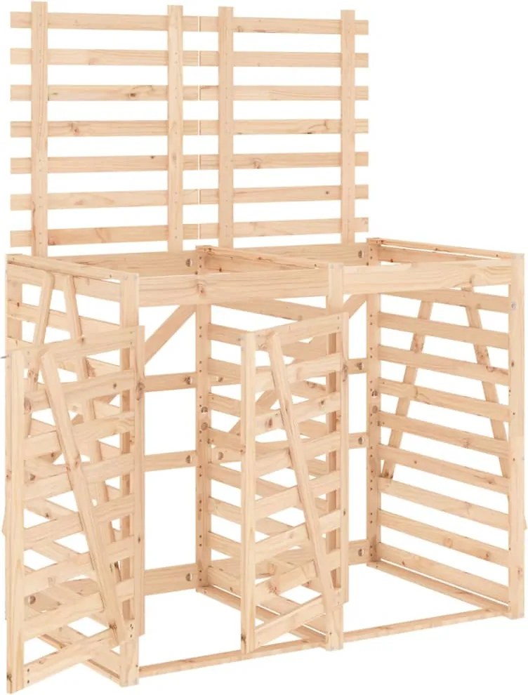 vidaXL Magazie dublă depozitare coș de gunoi dublu, lemn masiv de pin