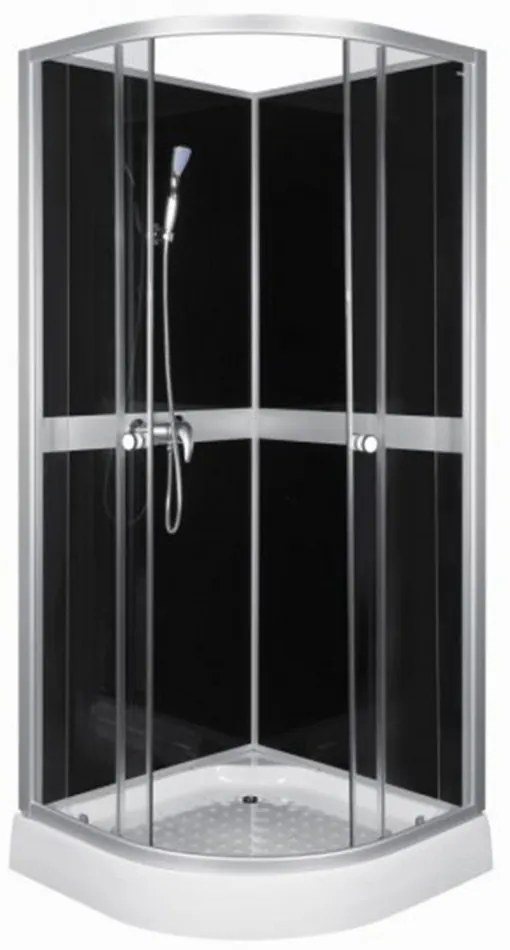 Cabină de duș CLASSIC 90 BLACK cu perete posterior, cu cădiță și baterie