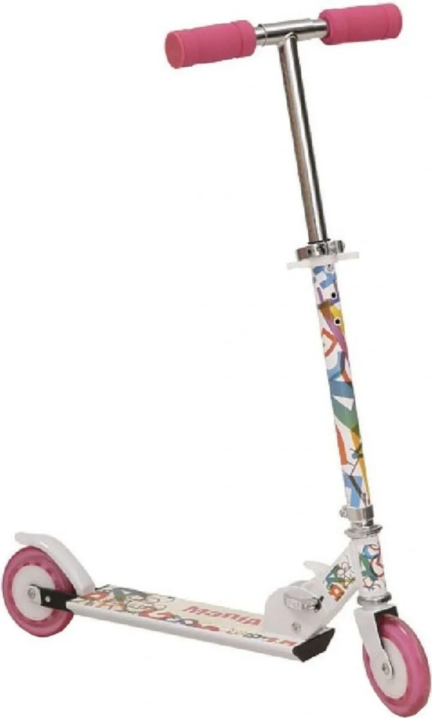 Trotineta copii cu roti din silicon NOVOKIDS™ Mania PINK, 2 roti,pliabila, maner reglabil pe inaltime,maxim 20 kg, roti silicon,frana picior, design