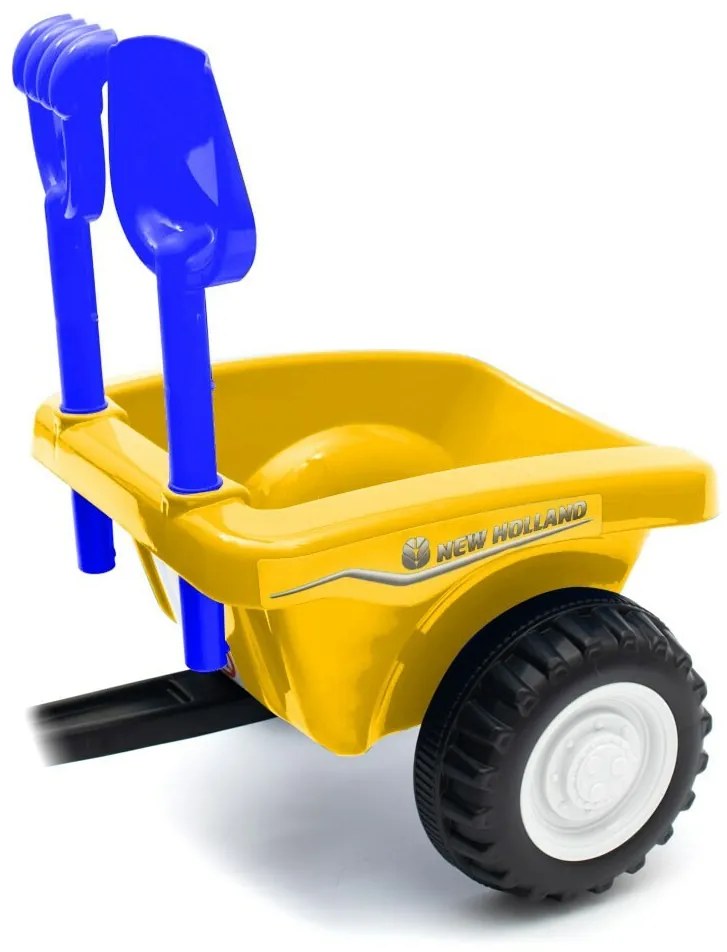 Tractor pentru copii Baby Mix cu remorcă și unelte New Holland, galben