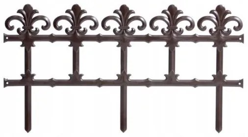 Gard de gradina decorativ, din plastic, maro inchis, set 6 buc, 3.72 m x 34 cm