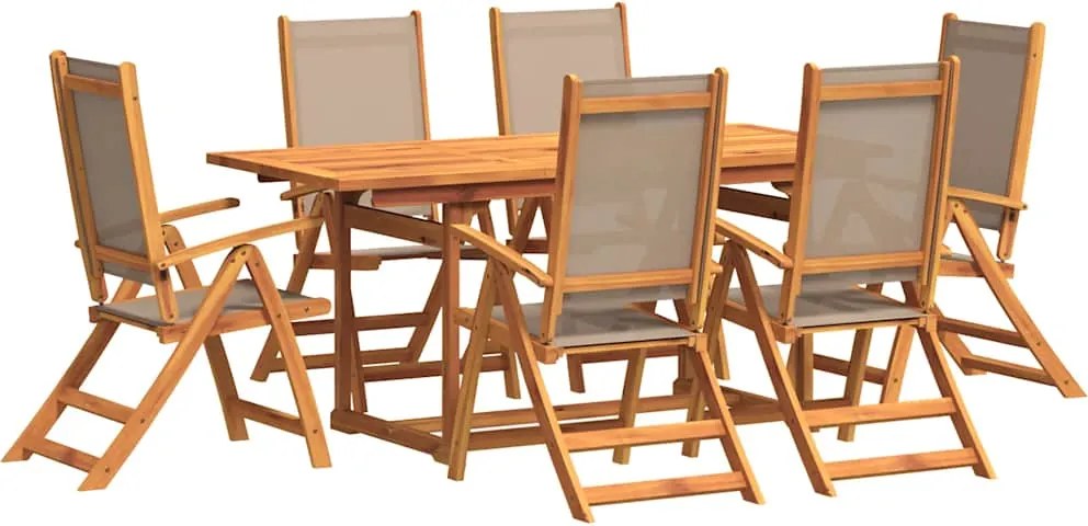 vidaXL Set mobilier de grădină, 7 piese, lemn masiv acacia/textilenă