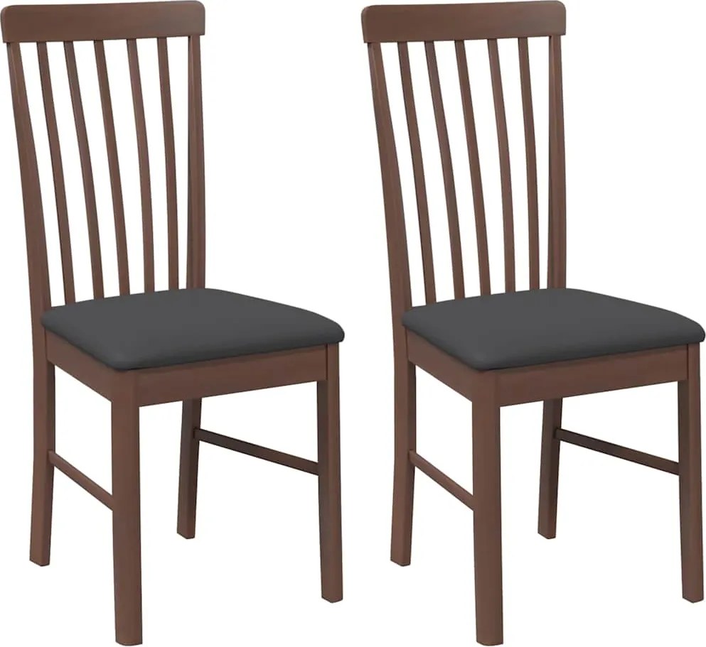 vidaXL Scaune sufragerie cu perne 2 buc. cauciuc din lemn masiv maro