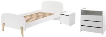 Set KIDDY format dintr-un Pat copii (90x200) cu noptieră și comodă cu 3 sertare.
