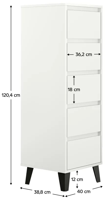 Comoda BOGAN 5S40, albă