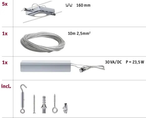 Paulmann 94108 - Set 5x LED 4,3W spot MAC 230V crom mat satinat