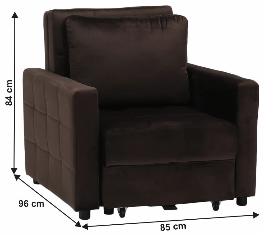 Fotoliu extensibil, catifea Velvet ciocolatiu, PECHRO