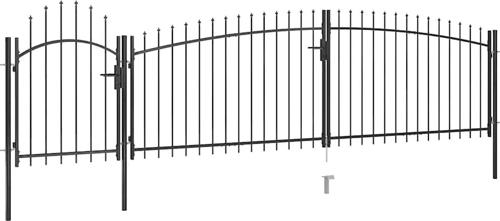 vidaXL Poartă de gard de grădină Woerden cu vârf tip suliță 5x1,25 m, negru