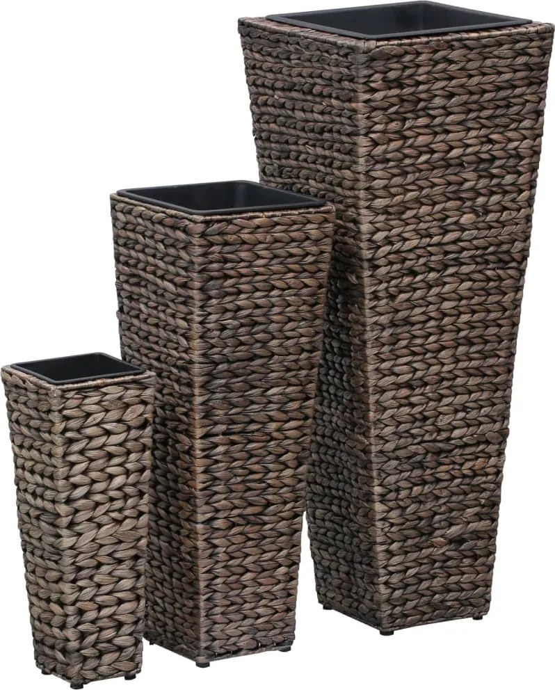 vidaXL Straturi înălțate, 3 buc., maro închis, zambilă de apă