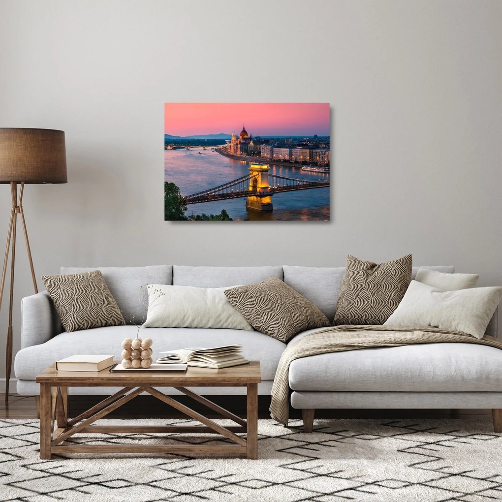 Tablou pe sticlă - Panorama orașului Budapesta, Ungaria (70x50 cm)