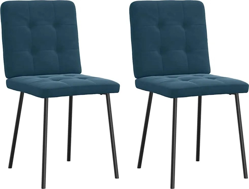 vidaXL Scaune de sufragerie, 2 buc., albastru, catifea