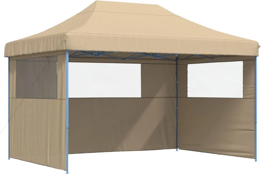 vidaXL Cort pliabil pentru petreceri cu 3 pereți laterali, bej