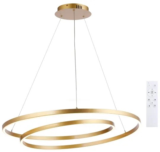 Brilagi-LED Lustra suspendată TWISTER compatibilă cu dimmer, LED 105W, 230V, Ø 100 cm, aurie, cu telecomandă