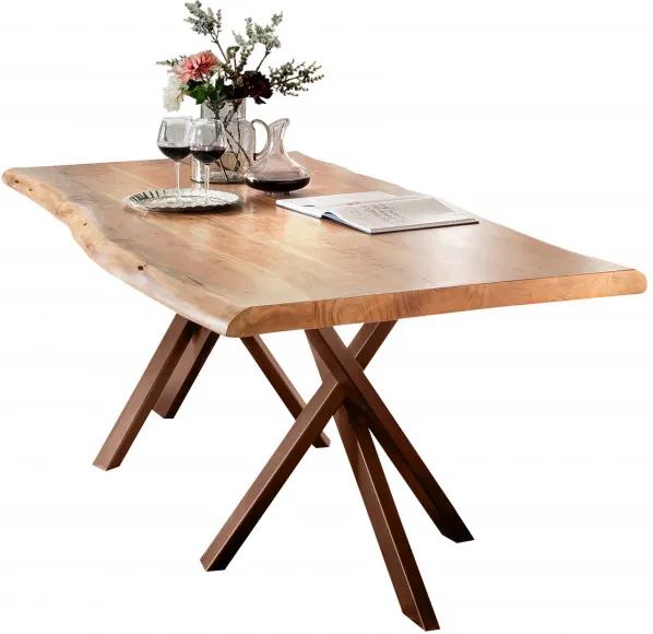 Masa dreptunghiulara cu blat din lemn de salcam Tables &amp; Benches 180 x 100 x 78 cm maro
