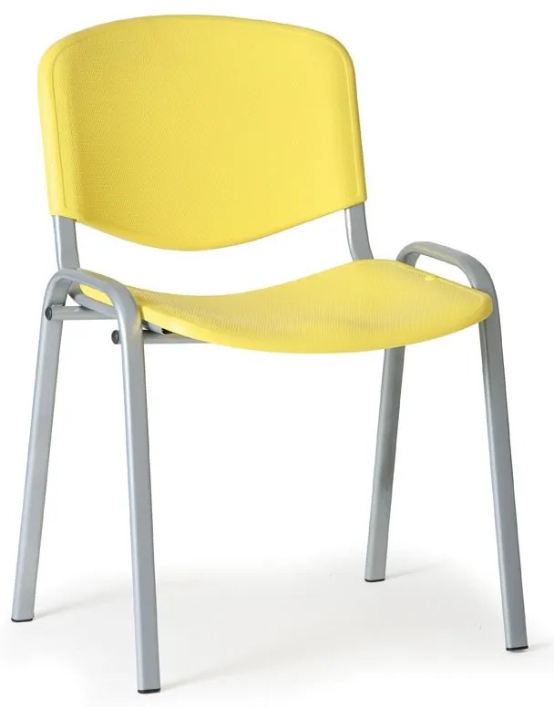 Scaun din plastic ISO - picioare gri, galben