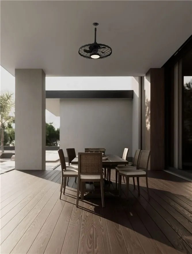 Lustra LED cu ventilator si telecomanda exterior IP54 BRIZZY