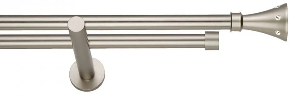 Galerie dubla CARTER PICIOR UNIVERSAL- dubla fara inele 19/19 - CROM MAT (Alege marime: 320 cm)