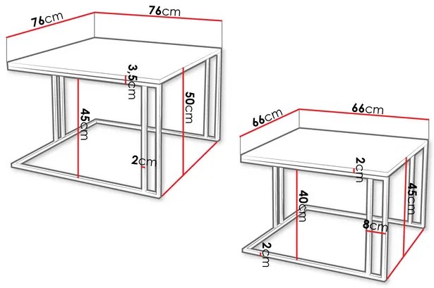 Set 2 măsuțe cafea Froyd (Negru + Alb arctic) . 1105865