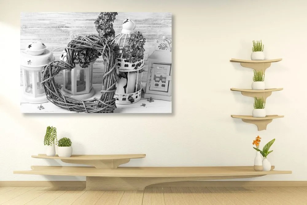 Tablou cu o atingere vintage în design alb-negru