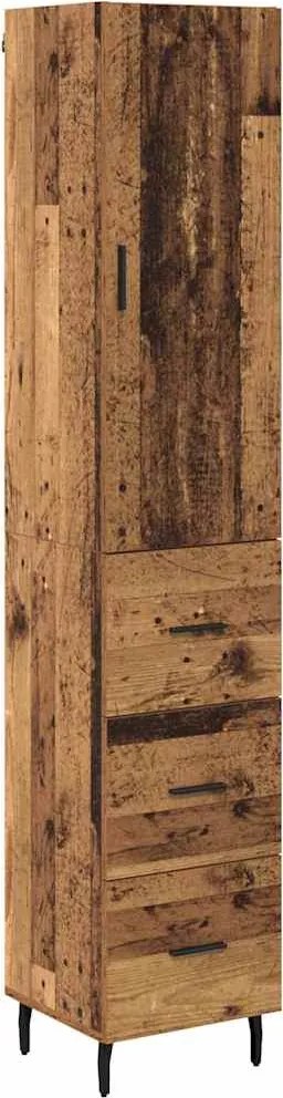 vidaXL Bufet cu sertar Lemn Vechi 34,5 x 34 x 180 cm Lemn compozit