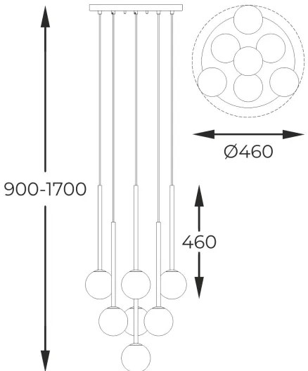 Lustră pe cablu Zuma Line P0574-07F-F7AA ARCTURUS 7xG9/4W/230V auriu