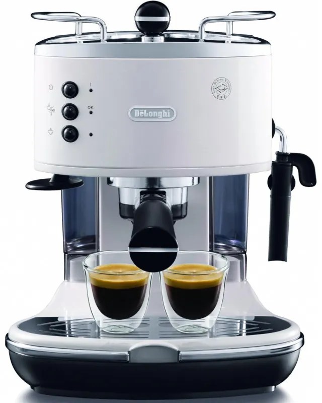 Espressor DeLonghi Icona ECO311.W, 1100W, 1.4l, 15 bar, Cafea macinata si E.S.E., Disc crema, Alb