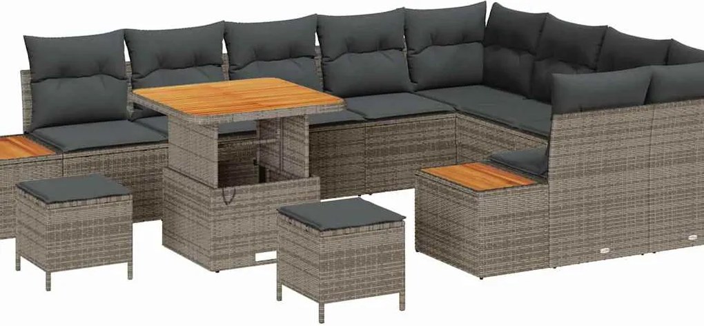 vidaXL Set de canapele pentru grădină 12 pcs Gri poliratan