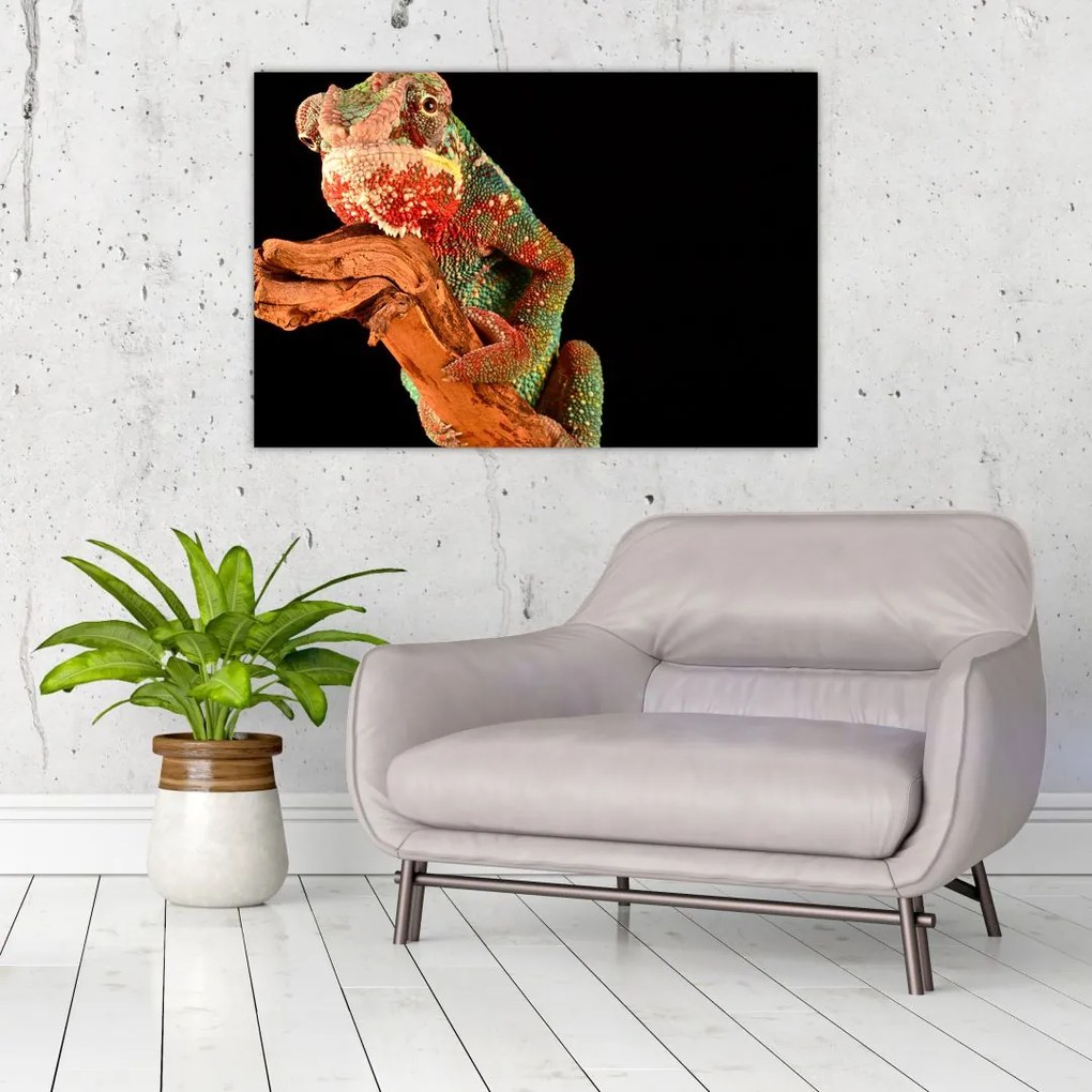 Tablou cu cameleon pe creangă (90x60 cm)