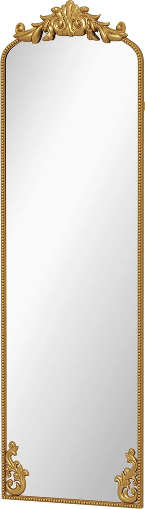 HOMCOM Oglindă de Podea Stil Baroc, 50x160 cm Oglindă de Perete și Autoportantă cu Ramă Metalică, pentru Dormitor, Living și Hol, Auriu | Aosom Romania