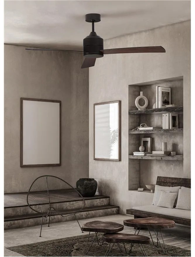 Ventilator de tavan cu telecomanda design modern AXEL negru/nuc