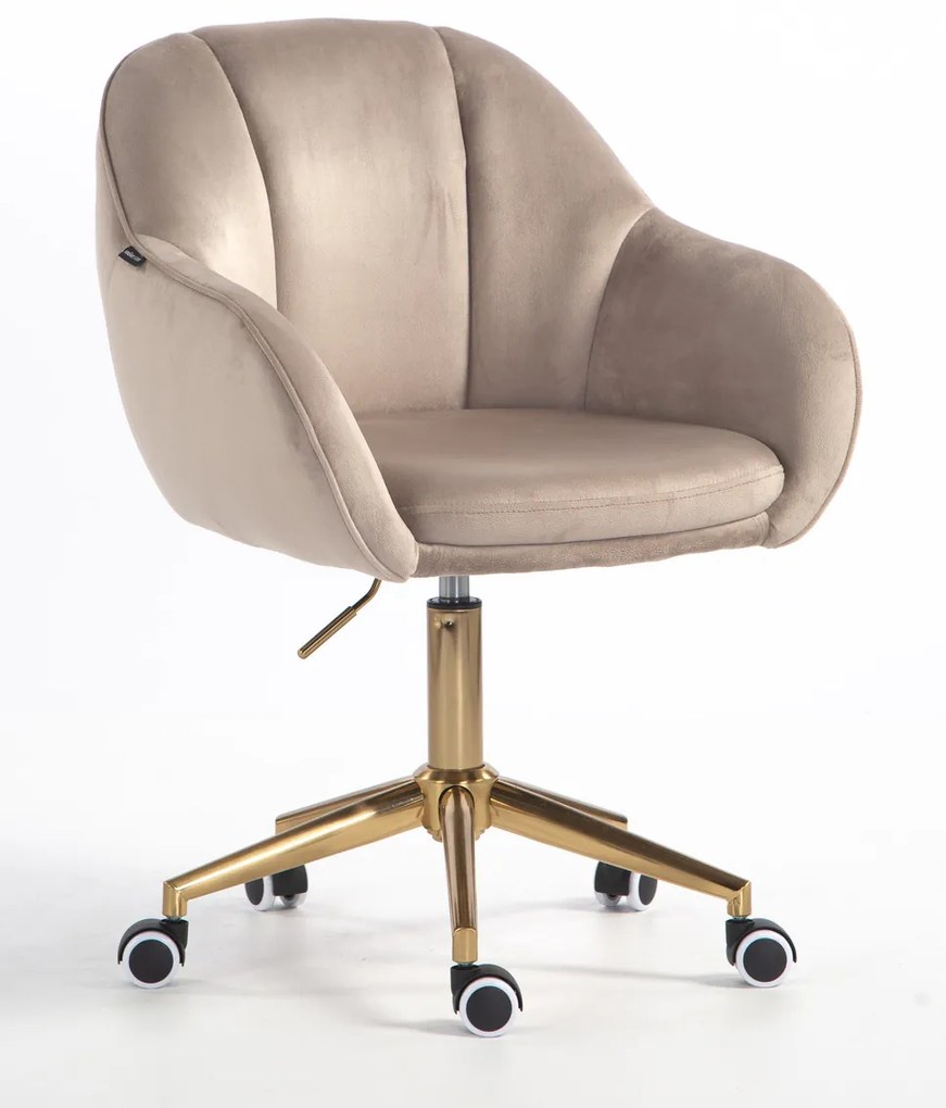 HR2055K Scaun Latte din Catifea cu Bază Aurie