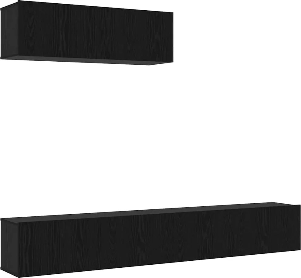 vidaXL Set comodă TV Pe perete 3 pcs Stejar Negru Lemn compozit