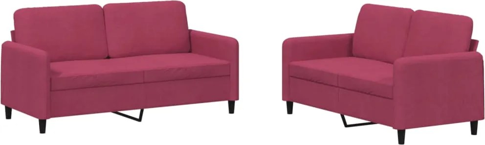vidaXL Set canapele, 2 piese, roșu vin, catifea
