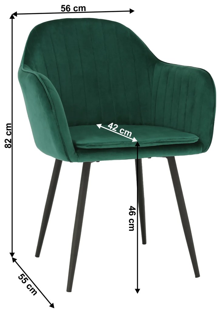 Fotoliu de design, catifea Velvet smarald, ZIRKON