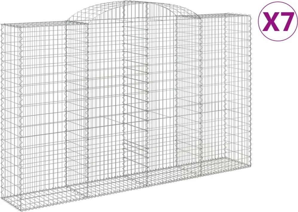 vidaXL Coșuri gabion arcuite 7 buc, 300x50x180/200 cm, fier galvanizat
