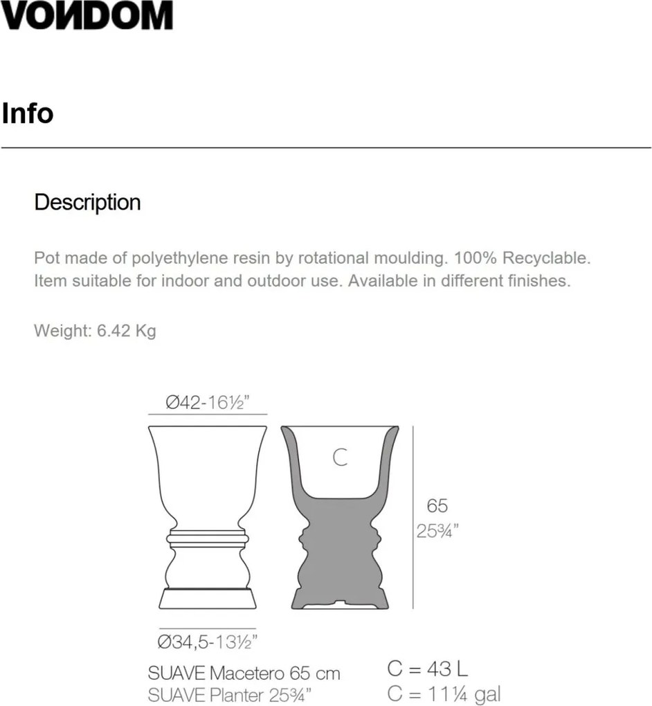 GHIVECI / JARDINIERA DE FLORI SUAVE 42x65cm Vondom