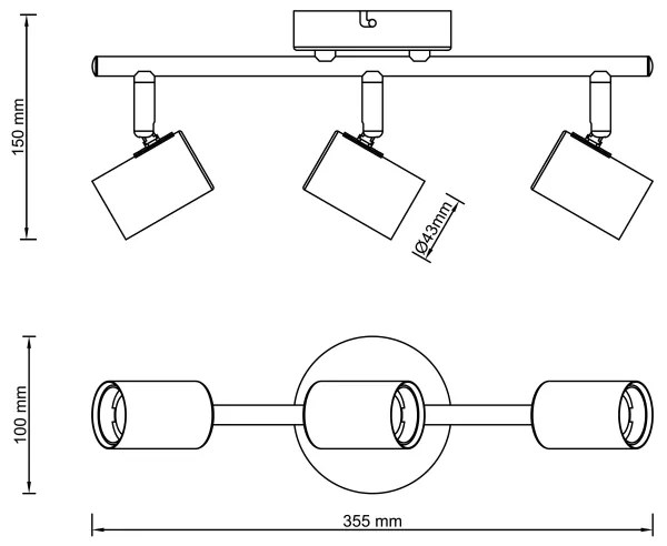 Brilliant - Plafonieră cu 3 spoturi KERRY 3xE27/40W/230V negru/alamă