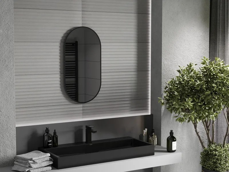 Mexen Loft oglindă baie ovală 75 x 40 cm, cadru negru - 9851-075-040-000-70