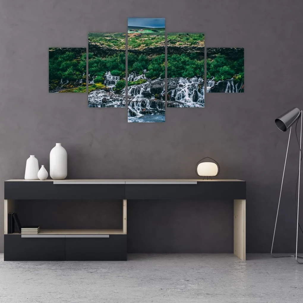 Tablou cu cascade în natură (125x70 cm), în 40 de alte dimensiuni noi