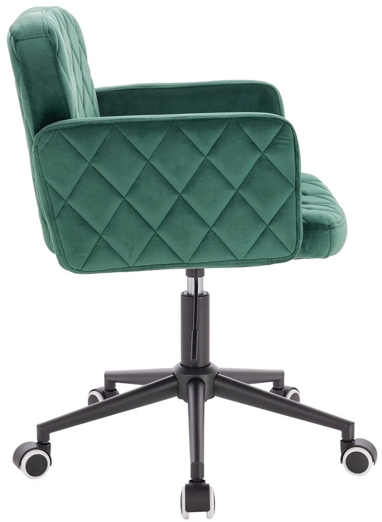 HR802K Scaun Verde din Catifea cu Bază Neagră