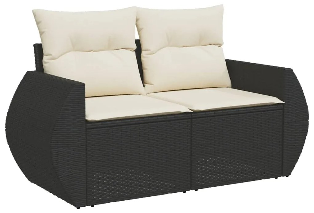 3268356 vidaXL Set mobilier de grădină cu perne, 5 piese, negru, poliratan