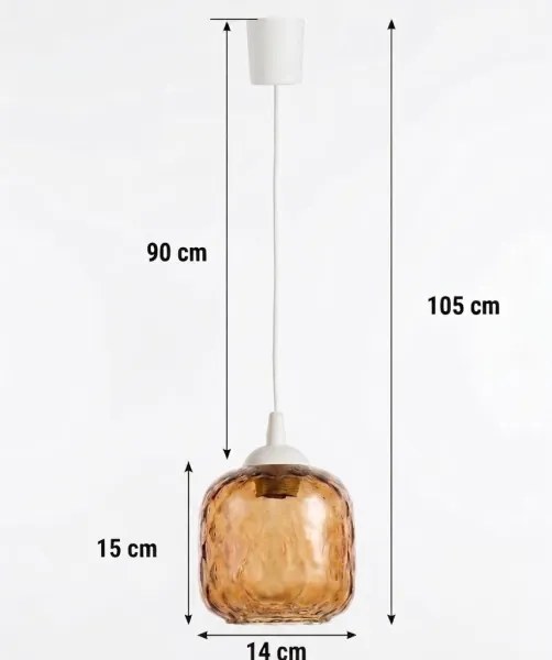 Brilagi - Lustra LED suspendată pe cablu R GLASS 1xE27/60W/230V Ø 14 cm cupru/maro fumuriu